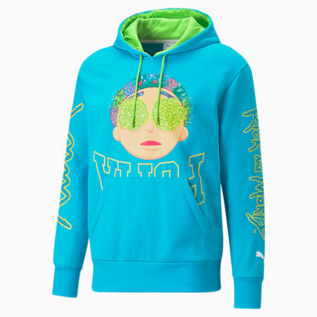 PUMA x RICK AND MORTY basketbalhoodie voor heren, Scuba Blue, small