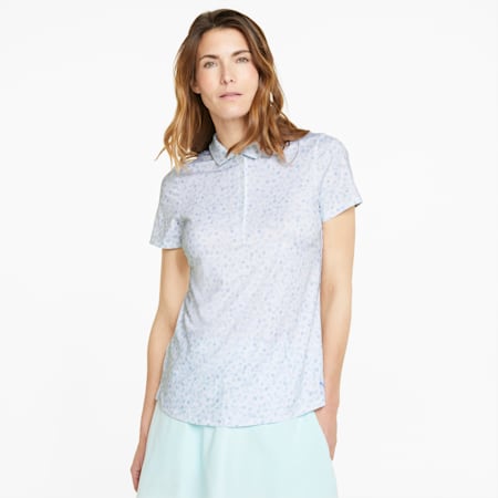 Mattr Fancy Plants Women's Golf Polo Shirt, Bright White-Light Aqua, small-AUS