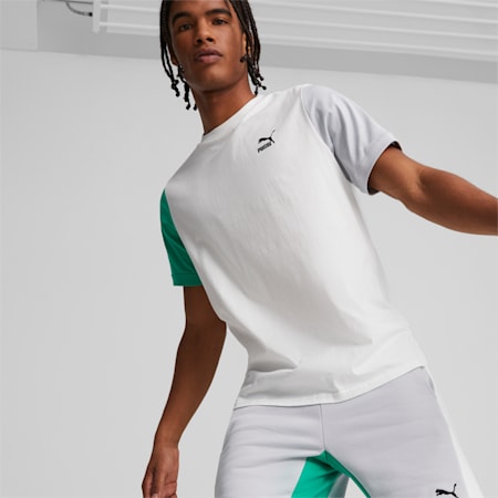 T-shirt Classics Block Homme, PUMA White-Platinum Gray, small