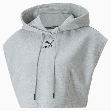 Dare To Hooded Cropped Vest Women, Light Gray Heather, small-THA