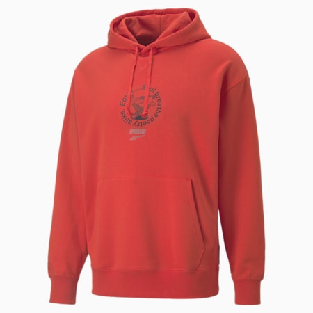 Downtown Graphic Hoodie Men, Burnt Red, small
