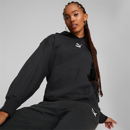 Sweat à capuche oversize Classics Femme, Puma Black, small-DFA