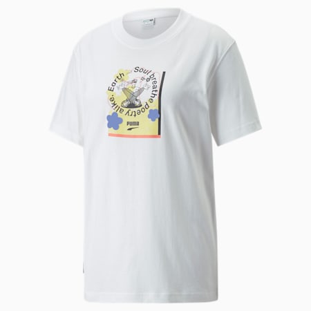 Downtown Relaxed Graphic Tee Women, Puma White, small-PHL