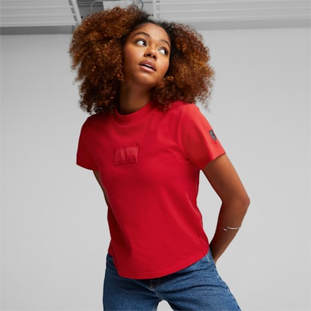 T-shirt Scuderia Ferrari Style Femme, Rosso Corsa, small