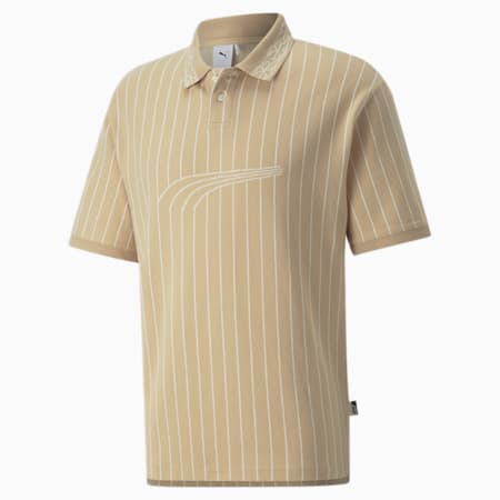 Players' Lounge Polo Shirt Men, Light Sand-AOP, small-DFA
