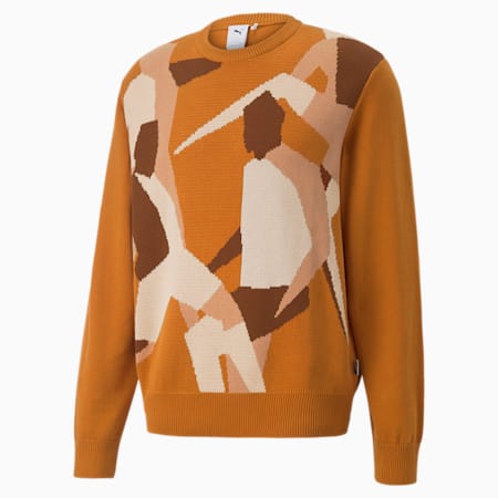 Sweat à col rond en maille Players’ Lounge Homme, Orange Brick, small