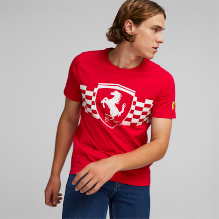 Scuderia Ferrari Race Tonal Shield Tee Men, Rosso Corsa, small-PHL