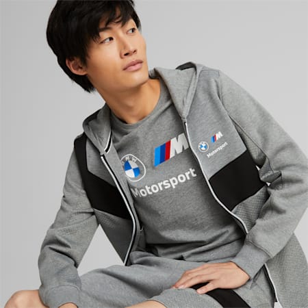 BMW M Motorsport Hooded Sweat Jacket Men, Medium Gray Heather, small-DFA