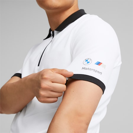BMW M Motorsport Zip Polo Shirt Men, Puma White, small-DFA