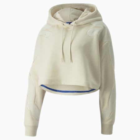 PUMA x KOCHÉ Cropped Hoodie Women, White Asparagus, small