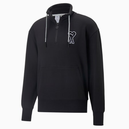 PUMA x AMI Half-Zip Sweatshirt, Puma Black, small-DFA