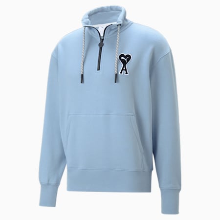 PUMA x AMI Half-Zip Sweatshirt, Faded Denim, small-PHL