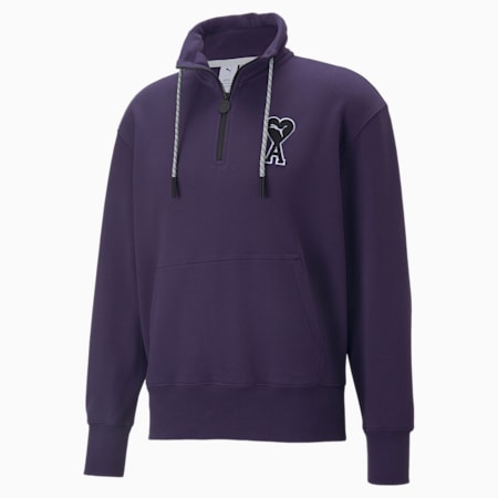 PUMA x AMI Half-Zip Sweatshirt, Deep Plum, small-SEA