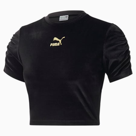 T-Shirt Court à Ruché Femme, Puma Black, small