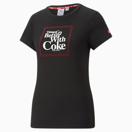 PUMA x COCA-COLA Graphic Tee Women, Puma Black, small-THA