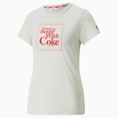 PUMA x COCA-COLA Graphic Tee Women, Ivory Glow, small-SEA