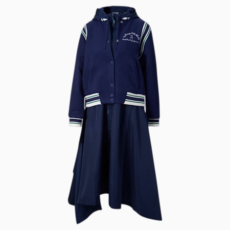 Victory Varsity Jacket Women, Patriot Blue-Verdant Green, small