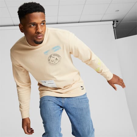 We Are Legends WRK.WR Men's Long Sleeve Tee, Light Sand, small