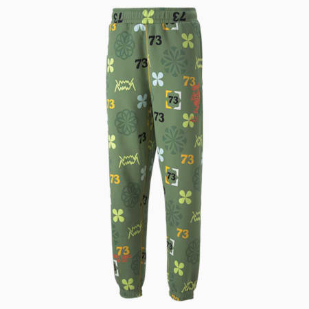 Run It Back Printed Basketball Men's Sweatpants, Dusty Green, small-IND