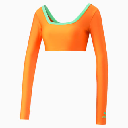 PUMA x DUA LIPA Women's Long Sleeve Crop T-Shirt, Carrot, small-IND