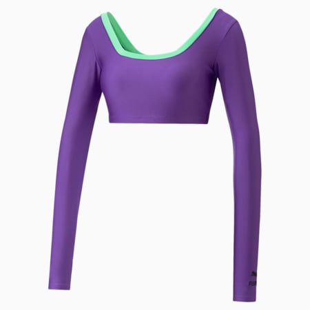 PUMA x DUA LIPA Long Sleeve Crop Tee Women, ROYAL PURPLE, small-THA