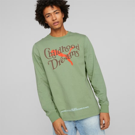 Camiseta de baloncesto de manga larga para hombre CHILDHOOD DREAMS II, Dusty Green, small