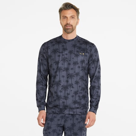 PUMA x Palm Tree Crew Leichtes Golf Sweatshirt mit Rundhalsausschnitt für Herren, Navy Blazer, small