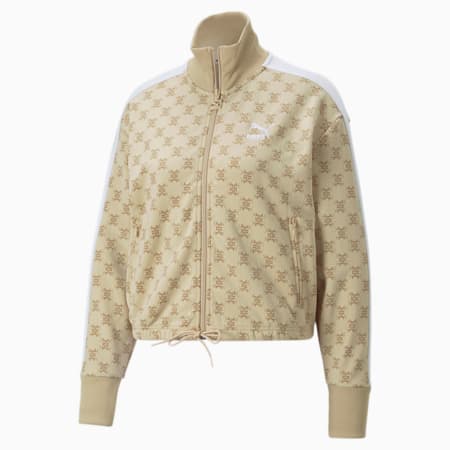 T7 Printed Track Jacket Women, Light Sand, small