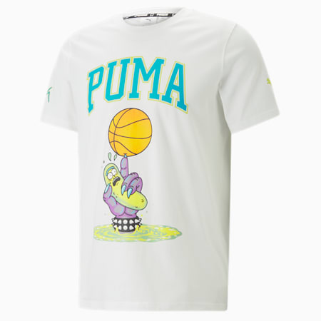PUMA x RICK AND MORTY Pickle Rick basketbal-T-shirt voor heren, PUMA White, small