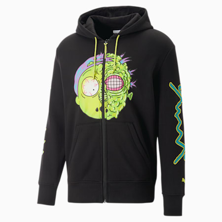PUMA x RICK AND MORTY Full-Zip Basketball Hoodie Men, PUMA Black, small