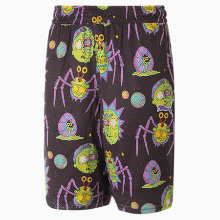 PUMA x Rick and Morty Men's Printed Basketball Shorts, PUMA Black, small-AUS