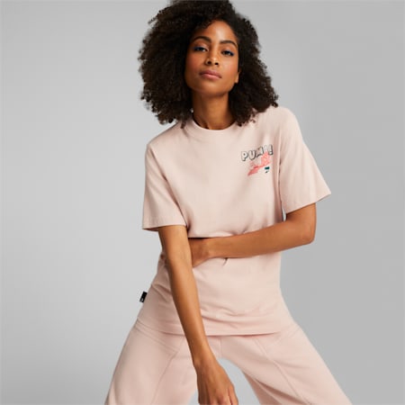 Downtown Relaxed Graphic Tee Women, Rose Quartz, small-PHL