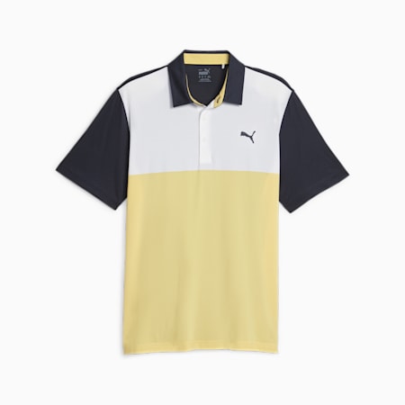 Cloudspun golfpoloshirt met kleurblokken voor heren, Navy Blazer-Flaxen, small