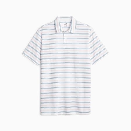 Mattr Striper Golf Polo Shirt Men, White Glow-Bold Blue, small-SEA