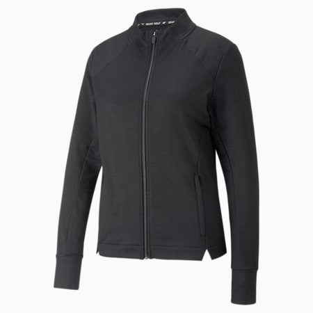 Heather Full-Zip Women's Golf Jacket, PUMA Black Heather, small-AUS