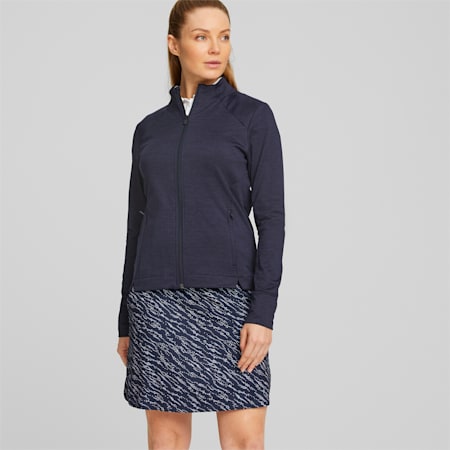 Heather Full-Zip Golf Jacket Women, Navy Blazer Heather, small