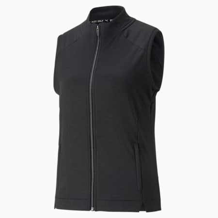 Heather Full-Zip Women's Golf Vest, PUMA Black Heather, small-AUS