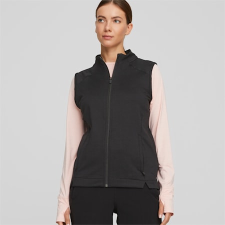 Heather Full-Zip Golf Vest Women, PUMA Black Heather, small