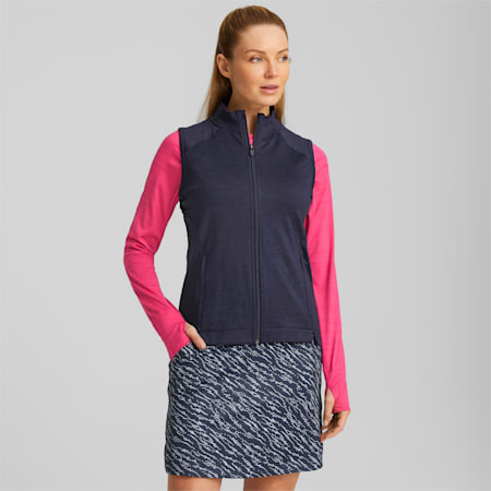 Heather Full-Zip Women's Golf Vest, Navy Blazer Heather, small-AUS