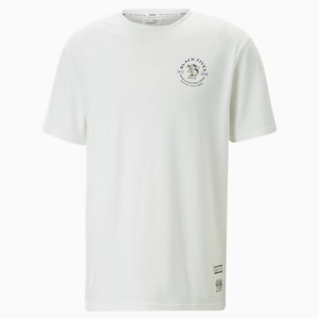 PUMA x BLACK FIVES Short Sleeve Basketball Tee Men, Puma White, small
