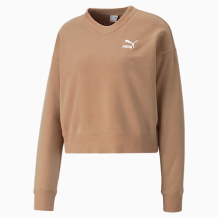 Classics Crew Neck Sweater Women, Dusty Tan, small-DFA