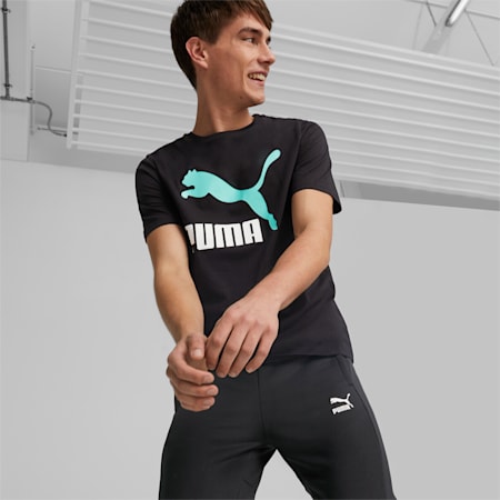 Classics Logo Tee Men, PUMA Black-mint, small-PHL