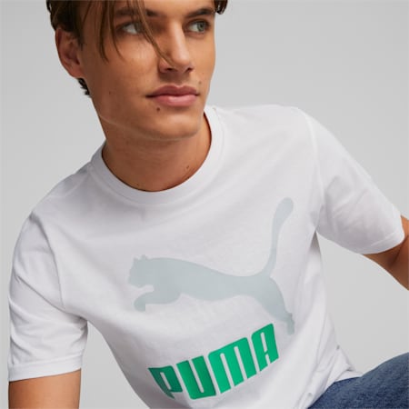 Camiseta con logotipo Classics para hombre, PUMA White-Platinam grey, small