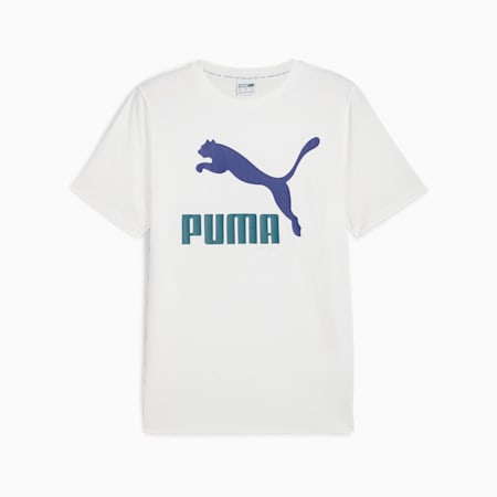 CLASSICS Logo Men's Tee, PUMA White-Lapis Lazuli, small-AUS