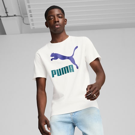 CLASSICS Logo Men's Tee, PUMA White-Lapis Lazuli, small-AUS