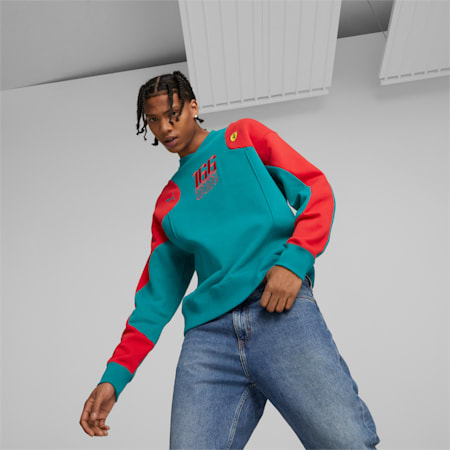Scuderia Ferrari Statement Crewneck Sweatshirt Men, Green Lagoon, small