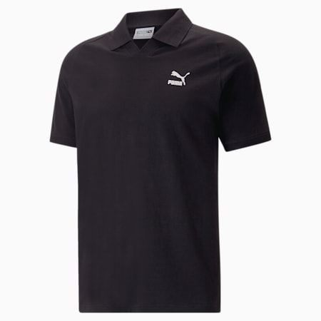 Classics V-Neck Polo Shirt Men, PUMA Black, small