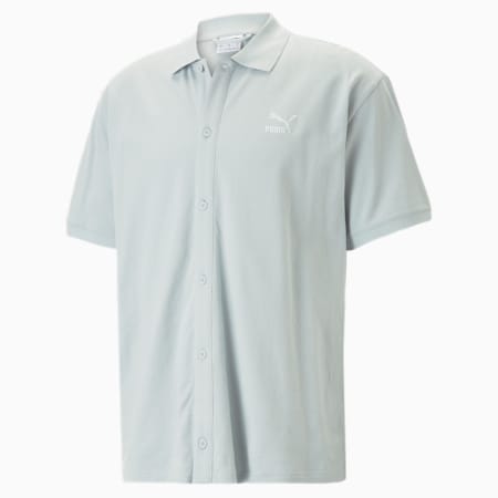 חולצת פיקה קצרה קלאסית 8" לגברים, Platinum Gray, small-DFA