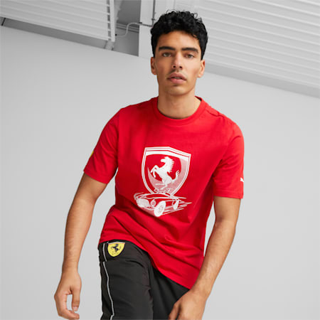 T-shirt ton sur ton Race Big Shield Scuderia Ferrari Homme, Rosso Corsa, small-DFA