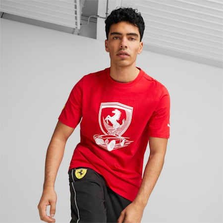 Scuderia Ferrari Race Big Shield Tonal Tee Men, Rosso Corsa, small-SEA